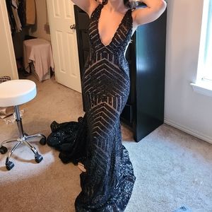 Jovani 59762 sexy fitted sequined plunging gown